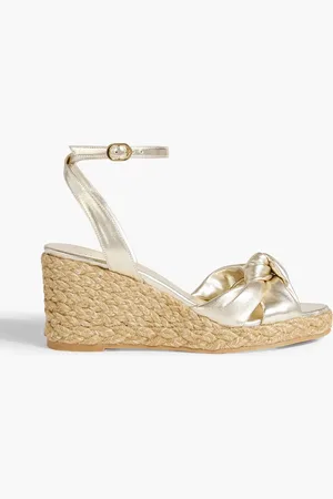 Stuart Weitzman Playa knotted metallic leather espadrille wedge sandals - Metallic - EU 37.5