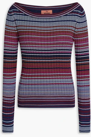 Missoni Striped ribbed cotton-blend top - Blue - IT 44