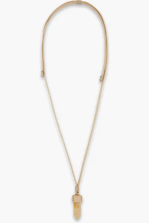 Chloé Leather, gold tone and citrine necklace - Neutral - OneSize