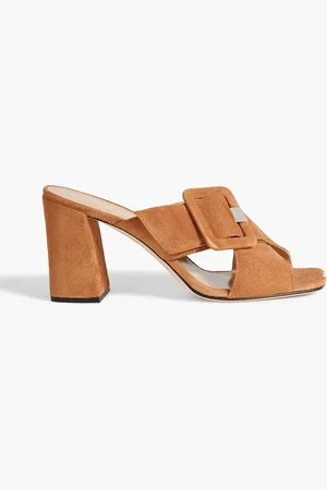 Sergio Rossi Sr Mia 80 buckled suede mules - Brown - EU 39.5