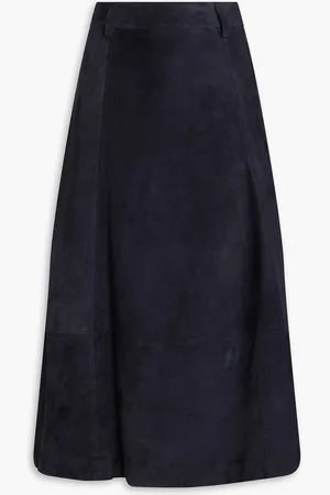 Brunello Cucinelli Nubuck midi skirt - Blue - IT 40