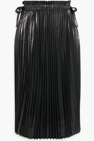Brunello Cucinelli Metallic pleated woven skirt - Gray - IT 36