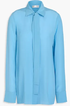 Oscar de la Renta Silk crepe de chine blouse - Blue - US 14