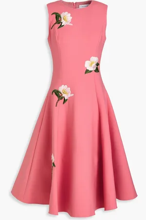 Oscar de la Renta Embroidered wool-blend midi dress - - US 0