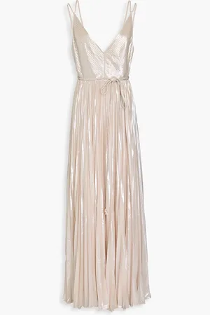 Halston Heritage Ace pleated metallic chiffon gown - Metallic - US 8