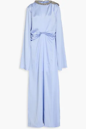 RACHEL GILBERT Adi embellished pleated satin gown - Blue - 3