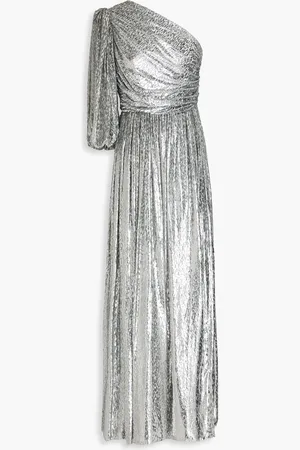 Costarellos One-sleeve metallic fil coupé voile gown - Metallic - FR 34