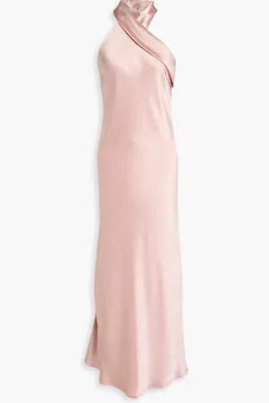 GALVAN Satin halterneck midi dress - Pink - FR 44