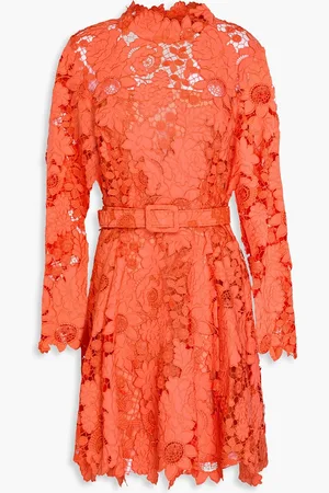 Oscar de la Renta Belted cutout guipure lace mini dress - - US 10
