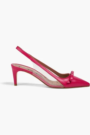 RED(V) Sandie bow-detailed leather and PVC slingback pumps - Pink - EU 35