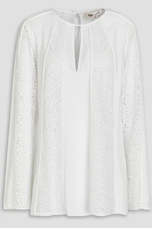 Diane von Furstenberg Agamemnon corded lace and crepe blouse - White - M