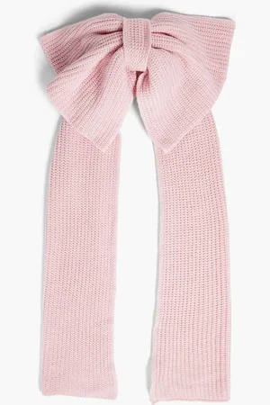 RED(V) Bow-detailed ribbed-knit scarf - Pink - OneSize