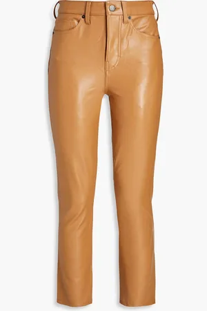 VERONICA BEARD Carly faux stretch-leather kick-flare pants - Brown - 26