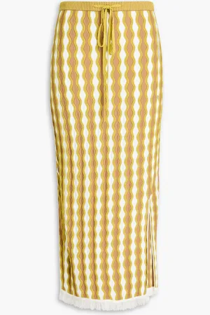 Diane von Furstenberg Linsina intarsia-knit midi skirt - Yellow - M