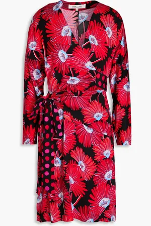Diane von Furstenberg Mikah floral-print crepe de chine mini wrap dress - Red - US 0