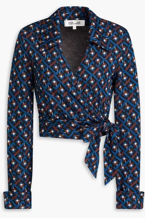 Diane von Furstenberg Bobbie cropped jacquard-knit wrap top - - US 2