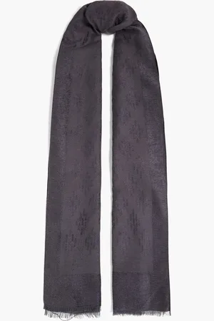 Emporio Armani Fringed jacquard scarf - Gray - OneSize