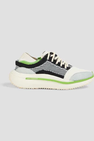 Y-3 Qisan Knit scuba and jacquard-knit sneakers - White - UK 9.5