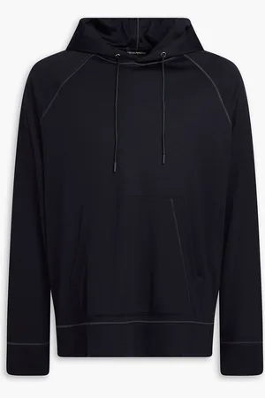 Emporio Armani Lyocell and wool-blend jersey hoodie - Blue - S