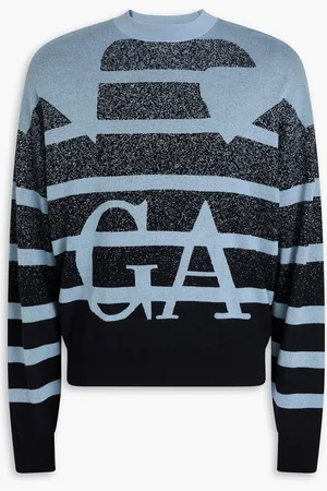 Emporio Armani Jacquard-knit wool sweater - Blue - XS