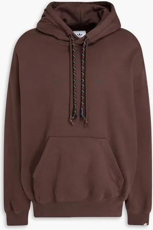 adidas Printed French cotton-terry drawstring hoodie - Brown - S