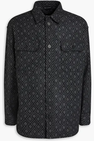 Emporio Armani Wool and cashmere-blend jacquard overshirt - Gray - IT 54