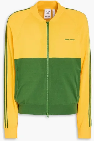 adidas Embroidered two-tone cotton zip-up cardigan - - S