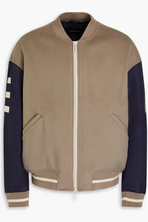 Emporio Armani Wool-felt and shell bomber jacket - Neutral - IT 48