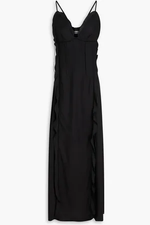 Simkhai Ruffled crepe-paneled cupro-blend maxi dress - - US 8