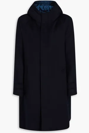 Emporio Armani Brushed wool-blend felt and twill coat - Blue - IT 52