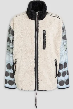 adidas Printed shell-paneled fleece jacket - White - L