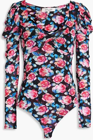 Diane von Furstenberg Erik twist-front floral-print mesh bodysuit - Pink - L