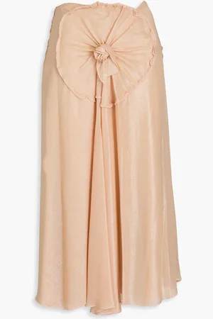 Victoria Beckham Metallic floral-appliquéd crepe midi skirt - - UK 8