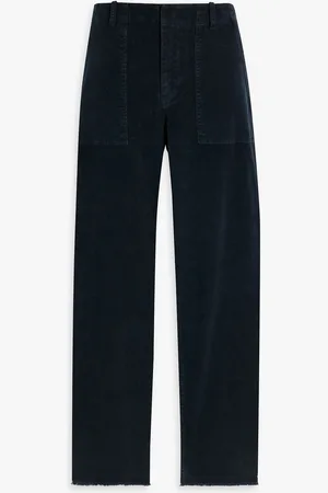 NILI LOTAN Jenna cropped cotton-blend corduroy slim-leg pants - Blue - US 0