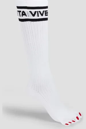 VIVETTA Embroidered cotton-jersey socks - - ONESIZE