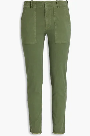 NILI LOTAN Jenna cropped stretch-cotton twill slim-leg pants - Green - US 00