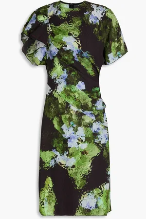 Victoria Beckham Printed cloqué midi dress - Green - UK 4