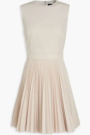 THEORY Pleated woven mini dress - Neutral - US 12