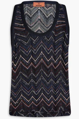 Missoni Embellished metallic crochet-knit tank - Blue - IT 44