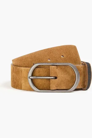 Brunello Cucinelli Bead-embellished suede belt - Brown - M