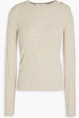 Frame Ribbed modal-blend jersey top - Neutral - XS