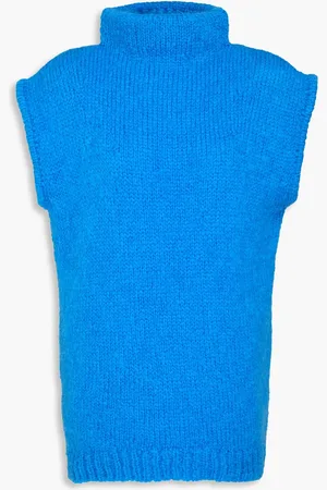 tibi Mohair-blend turtleneck vest - Blue - M
