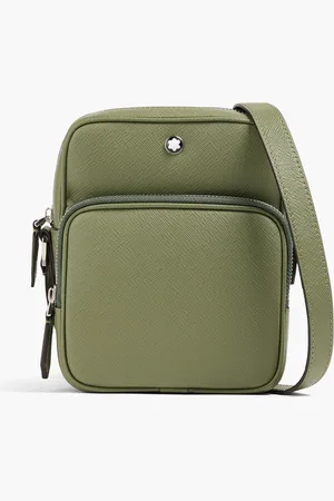 Montblanc Textured-leather messenger bag - Green - OneSize