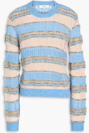Frame Striped open-knit sweater - Blue - L