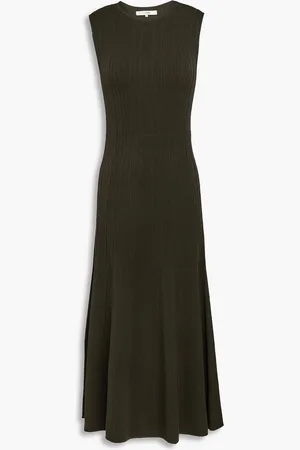 Frame Ribbed-knit midi dress - Green - XS