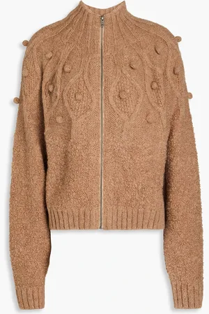 Frame Pom pom-embellished alpaca-blend cardigan - Brown - XS