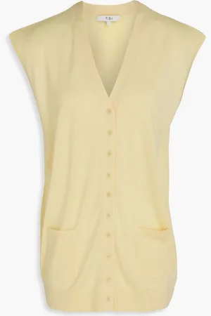 tibi Wool, cashmere and silk-blend vest - Yellow - S
