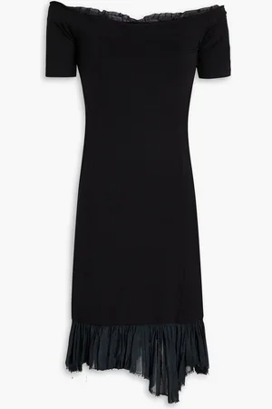 Maison Margiela Off-the-shoulder stretch-jersey and voile dress - - S