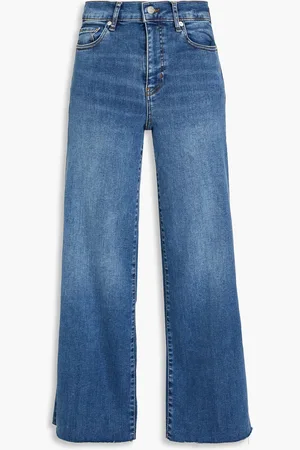Frame Frayed high-rise wide-leg jeans - Blue - 23
