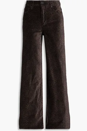 Frame Printed velvet wide-leg pants - Brown - 25